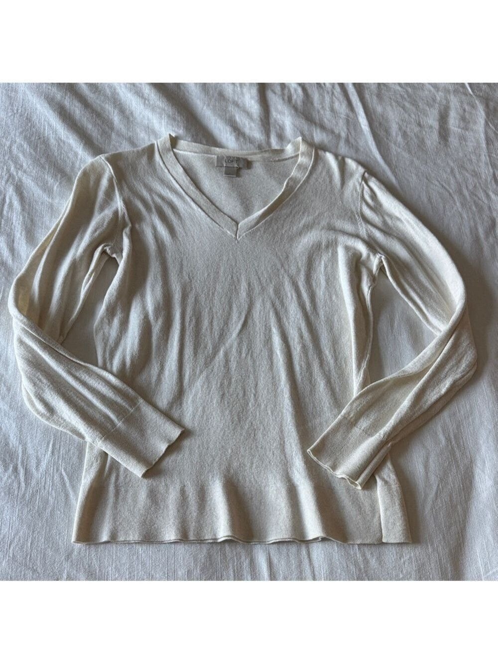 Cream V Neck Sweater